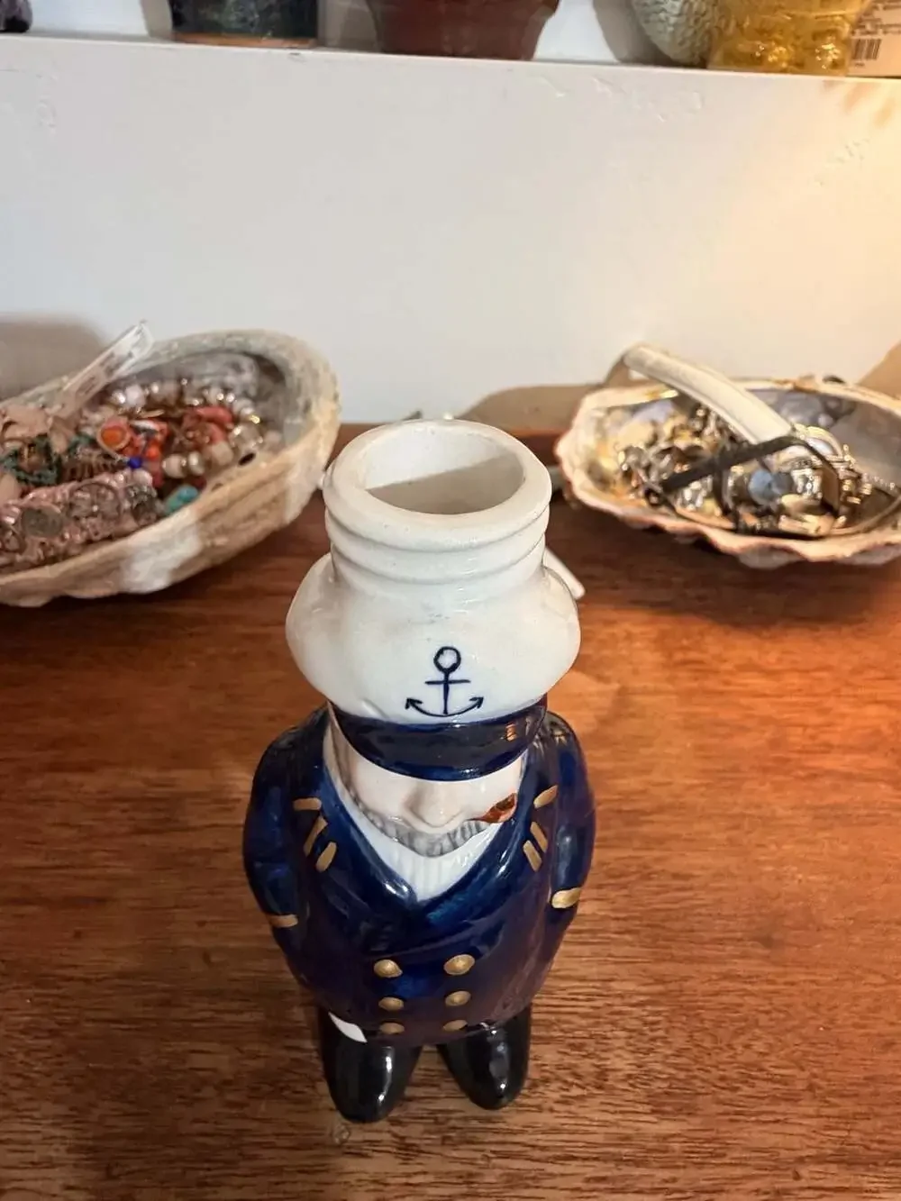 VTG Ceramic Sea Captain Sailor Decanter/Bottle/Mini Vase Home Kitchen Decor